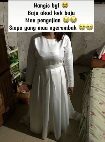 Hasil gaun pengantin bikin nangis kejer. (Tiktok)