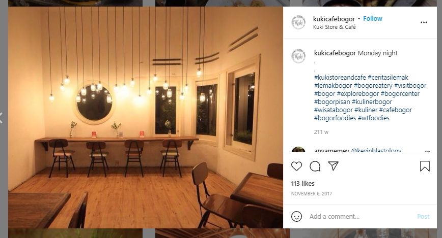 Kuki Store and Cafe, salah satu tempat nongkrong terbaru 2021 di Bogor. (Instagram/@kukicafebogor)