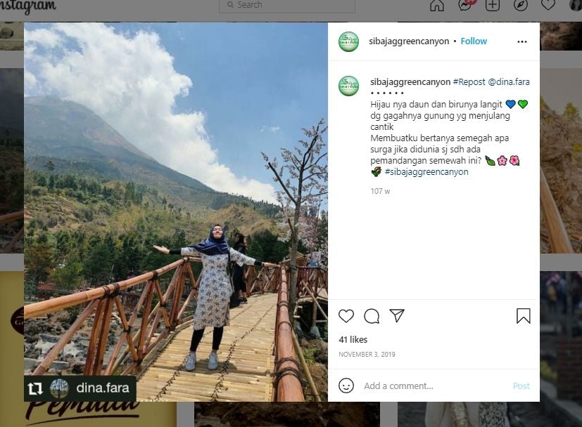 Sibajag Green Canyon, salah satu wisata hits di Temanggung. (Instagram/@sibajaggreencanyon)