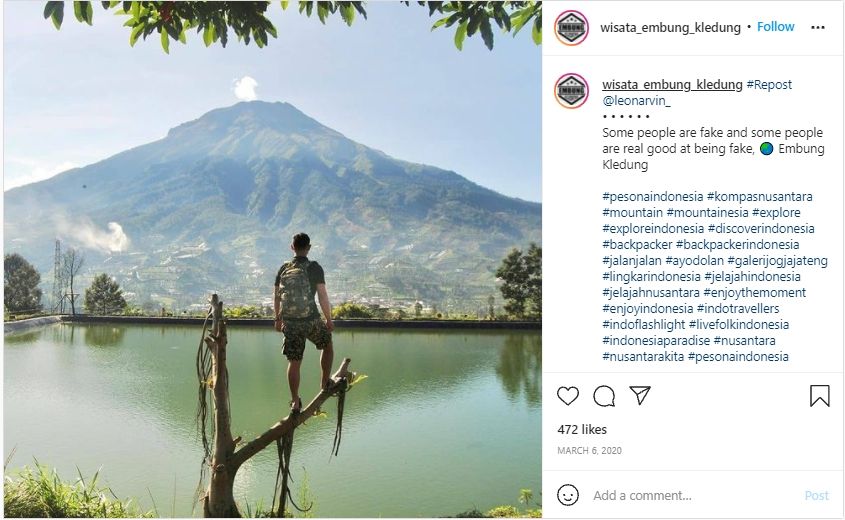 Wisata Embung Kledung di Temanggung. (Instagram/@wisata_embung_kledung)