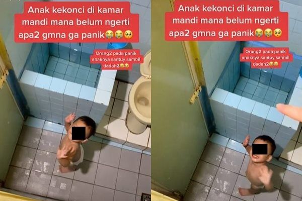 Viral Batita Terkunci di dalam Kamar Mandi Bikin Ibu Panik. (TikTok)