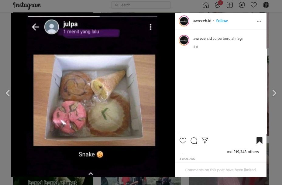 Unggah Foto Snack Dalam Kotak di Status WA, Publik Mendadak Temukan Kejanggalan Ini. (Instagram/@awreceh.id)