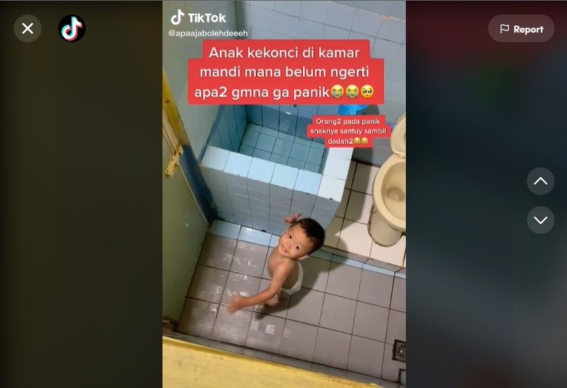 Terkunci Dalam Kamar Mandi, Aksi Balita Ini Malah Bikin Gemas. (Dok: TikTok/apaajabolehdeeeh)