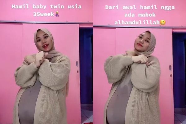 Viral Cewek Hamil Besar Anak Kembar Tetap Lincah Joget Pargoy. (TikTok)