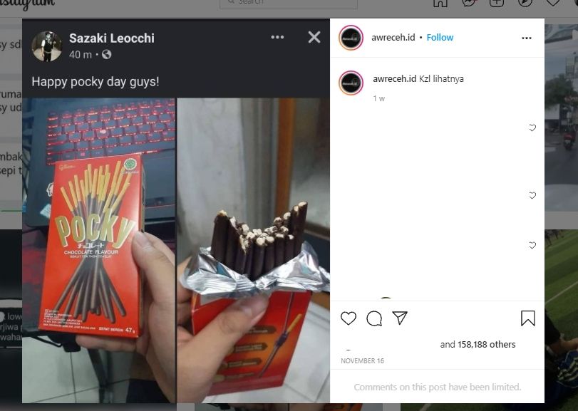 Viral Warganet menggunakan cara yang tidak biasa untuk memakan Pocky.  Mengejutkan publik: Apa sekte ini?  (Instagram/@awrecheh.id)