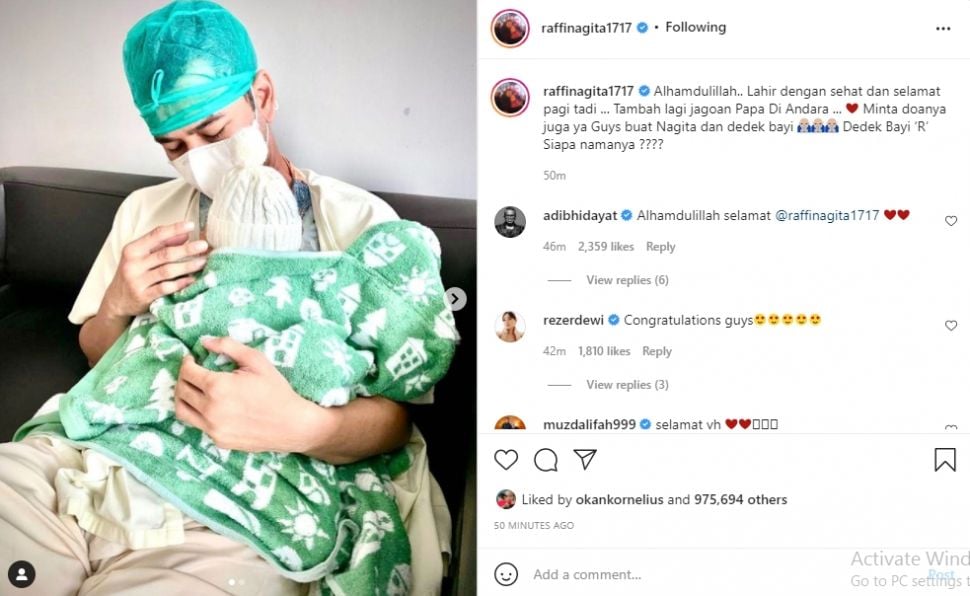 Foto perdana Raffi Ahmad dan anak kedua [Instagram/@raffinagita1717]