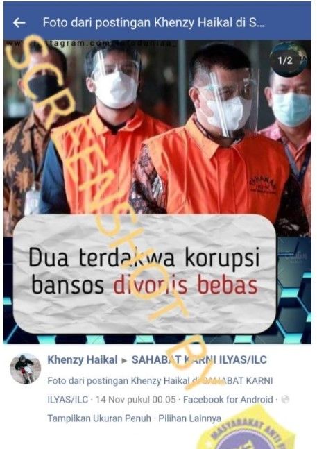 Cek Fakta: Dua terdakwa bansos divonis bebas (Turnbackhoax)