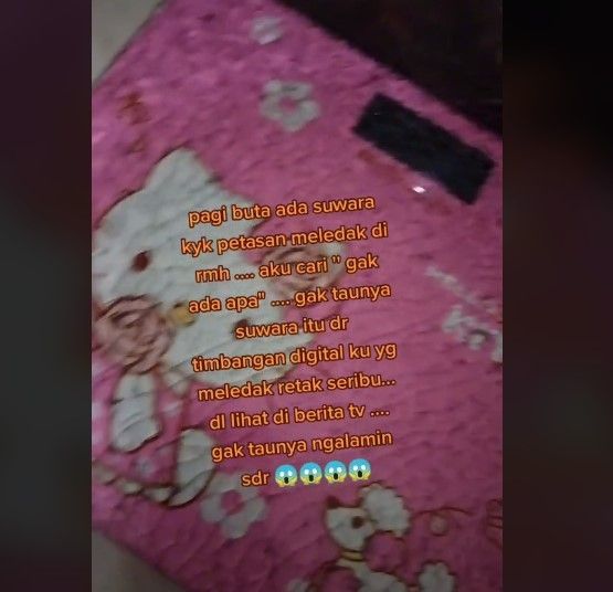 Timbangan digital meledak (tiktok.com/@quinsasharaneecopra)