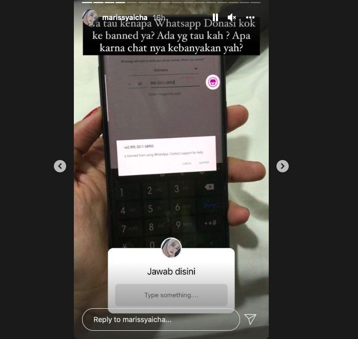 WhatsApp donasi Gala Sky terblokir [instagram]