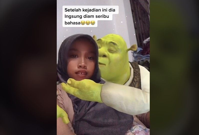 Bocil takut filter Shrek (tiktok.com/@nadilafebyy)