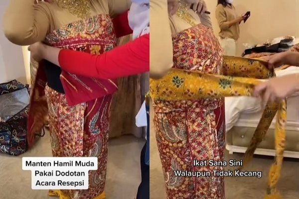 Viral Kisah Pengantin Wanita Hamil Muda Pakai Baju Dodotan. (TikTok)