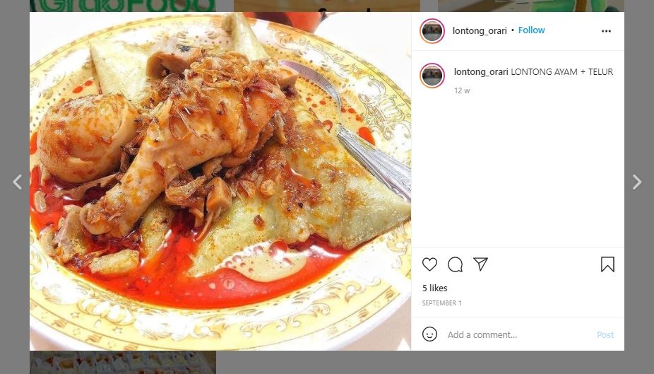 Lontong orari, kuliner khas Banjarmasin. (Instagram/@lontong_orari)