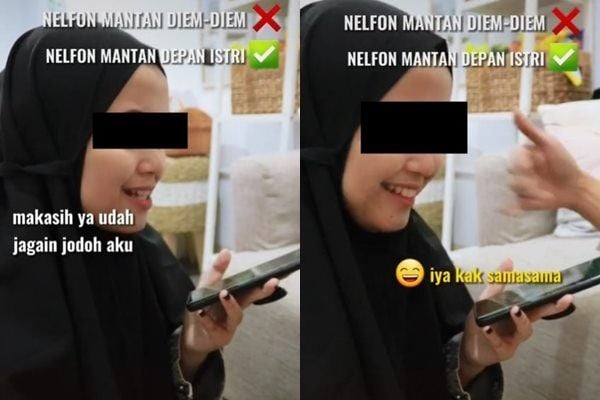 Viral Aksi Cowok Nekat Telepon Mantan di Depan Istri. (TikTok)