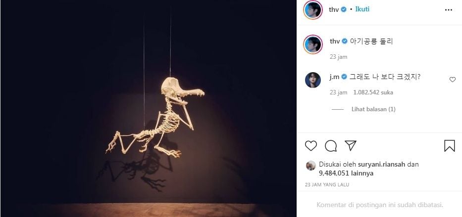 Unggahan perdana V BTS di Instagram [Instagram/@jthv]