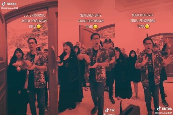 Viral Krisna Mukti Ramaikan Ritual 'Rich Aunty' Pakai Kembang. (TikTok)