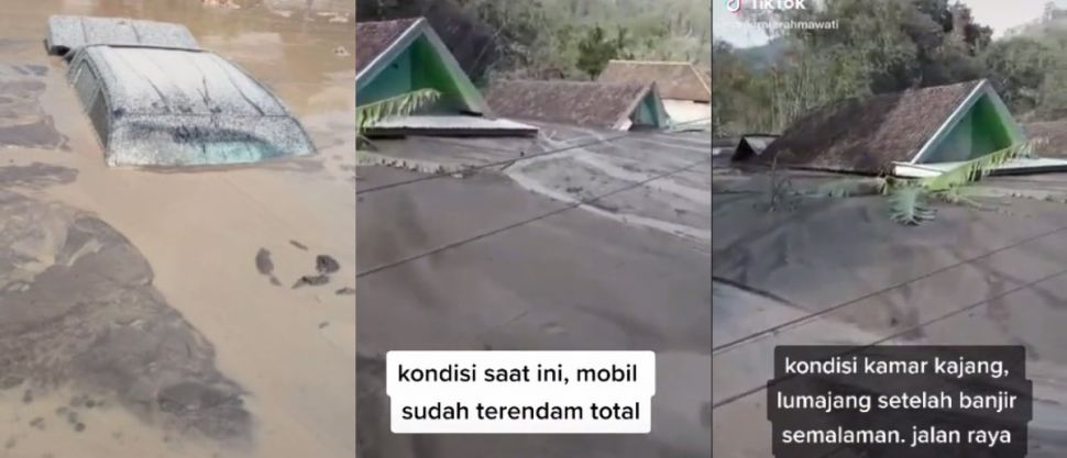 Mobil relawan terendam di Kamar Kajang (tiktok.com/@amarniarahmawati)