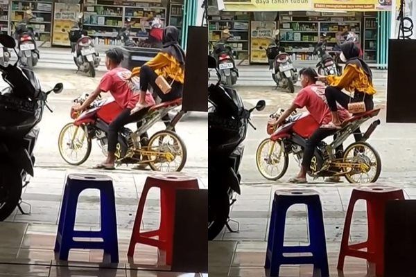 Viral Posisi Duduk Cewek Ini Saat Naik Motor Jadi Sorotan. (TikTok)