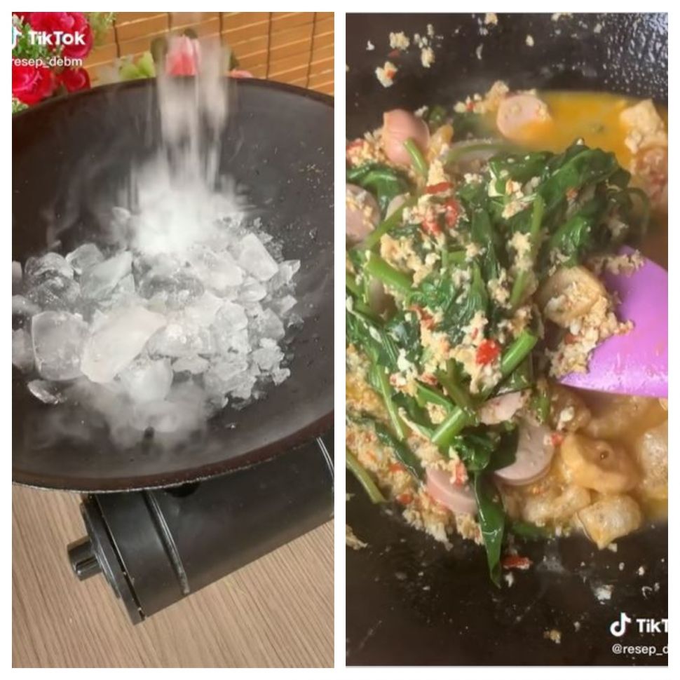 Masak kangkung jadi seblak (TikTok @resep_debm)