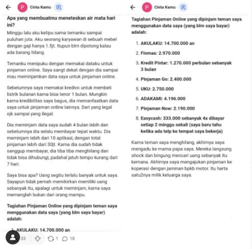 Data diri dipinjam teman, pelaku kabur tinggalkan tagihan Rp 30 juta. (Instagram/@igtainmenttt)