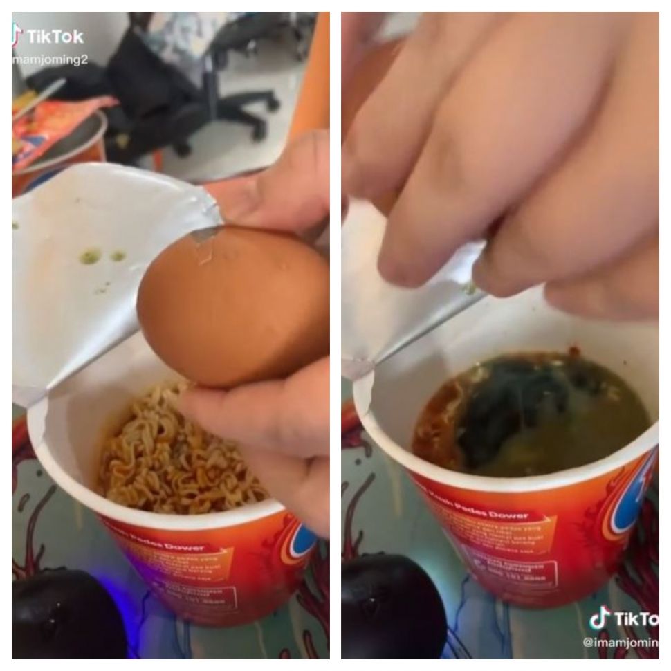 Mi instan dengan telur busuk (TikTok @imamjoming2)