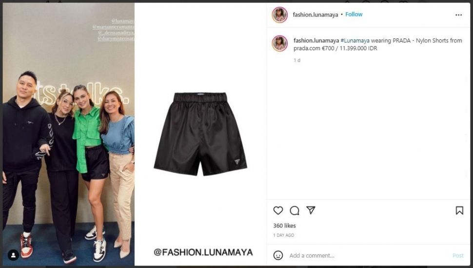 Luna Maya Pakai Celana Pendek Rp11 Juta (instagram.com/fashion.lunamaya)