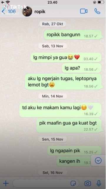 Gadis cantik ini tetap menghubungi WhatsApp pacarnya yang telah meninggal dunia. [TikTok]