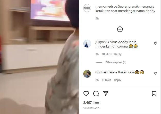 Seorang anak ketakutan saat sang ibu iseng memanggil nama Doddy. (Instagram/memomedsos)