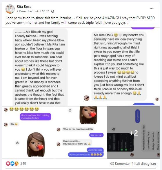 Pelayan dapat tip ratusan juta dari orang asing. (Facebook/@ritafashionicon)