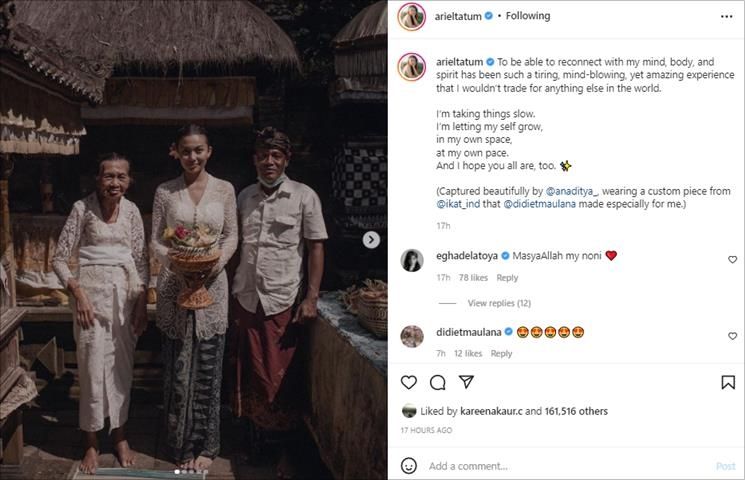 Ariel Tatum unggah foto jalani ritual di Bali. (Instagram/@arieltatum)