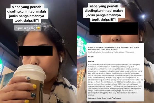 Viral Cewek Bikin Skripsi Perselingkuhan dari Pengalamannya. (TikTok)