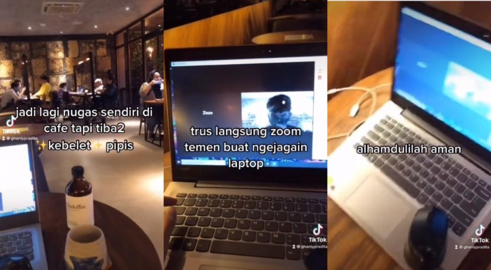 NInggal laptop di kafe (tiktok.com/@ghaniypradita)