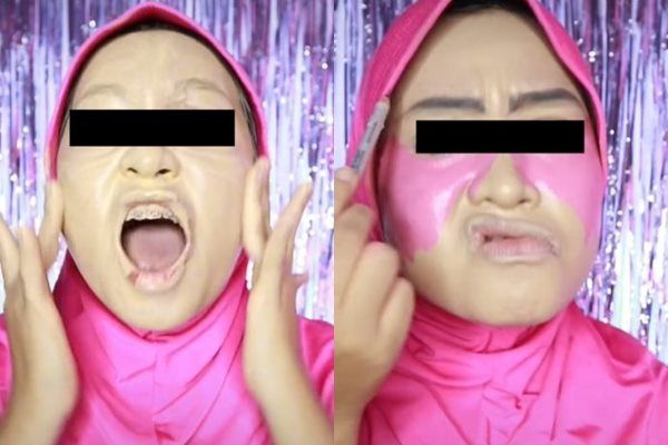 Viral Cewek Make Up Wajah Pakai Foundation Satu Botol. (TikTok)