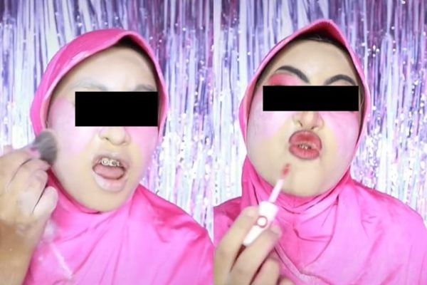 Viral Cewek Make Up Wajah Pakai Foundation Satu Botol. (TikTok)