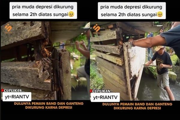 Viral Pemuda ODGJ Dikurung di Atas Sungai Selama 2 Tahun. (TikTok)