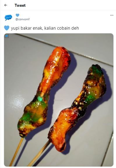 Permen Yupi bakar (Twitter @convomf)