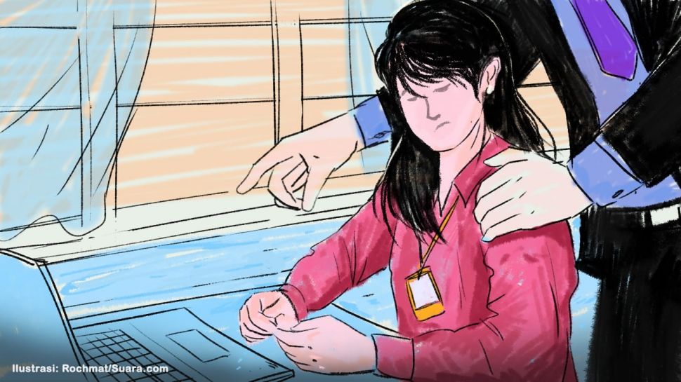 Ilustrasi pelecehan seksual di tempat kerja atau oleh rekan kerja. [Suara.com/Rochmat]