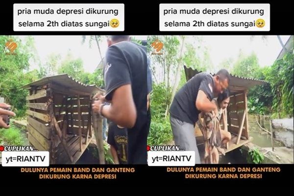 Viral Pemuda ODGJ Dikurung di Atas Sungai Selama 2 Tahun. (TikTok)