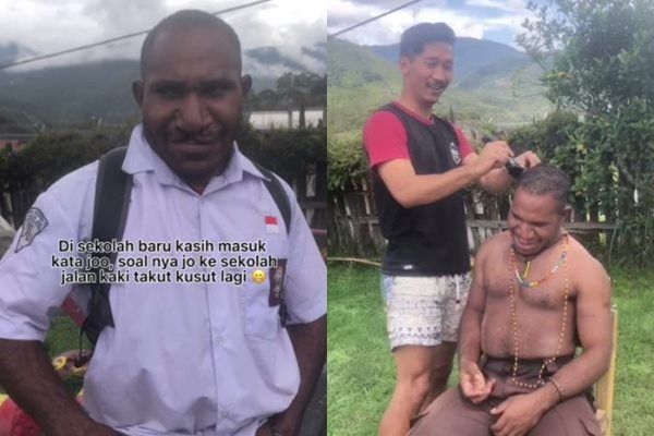 Viral Brimob yang Hobi Bantu Warga Papua Bikin Terharu. (TikTok)