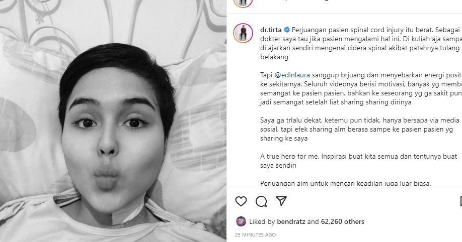 unggahan dr Tirta usai mengetahui kabar Laura Anna meninggal dunia. [dr tirta / Instagram]