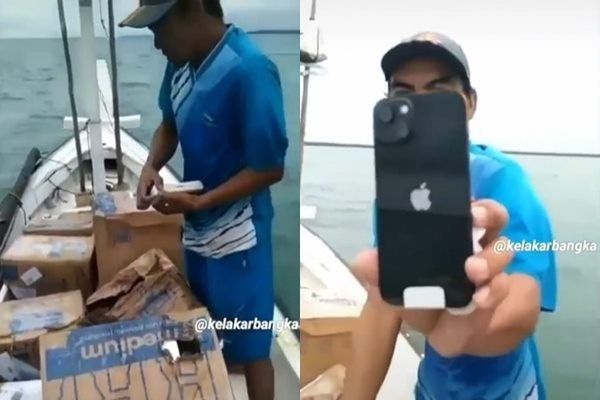 Viral Nelayan Kejatuhan Rezeki Nomplok. (TikTok)