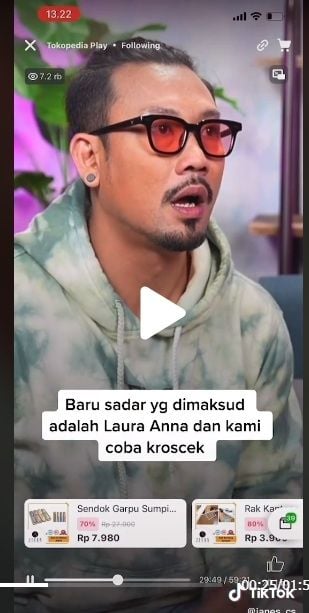 Ekspresi terkejut Denny Sumargo saat mendengar Laura Anna meninggal dunia [TikTok/@janes_cs]