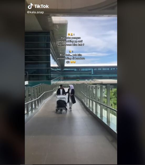 Viral Pemotretan Prewedding di Bandara YIA (tiktok.com/@kala.snap)