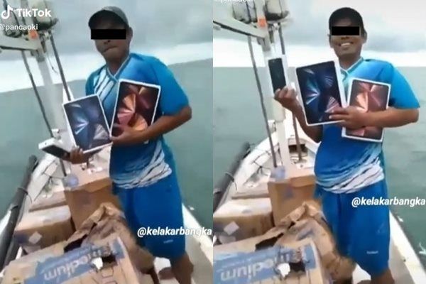 Viral Nelayan Kejatuhan Rezeki Nomplok. (TikTok)