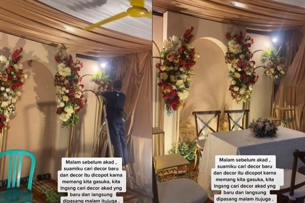 Viral Pengantin Nyesek Lihat Dekorasi H-1. (TikTok)