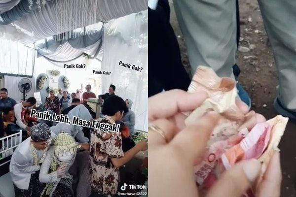 Viral Pengantin Jadi Korban Saweran Saat Nikah. (TikTok)