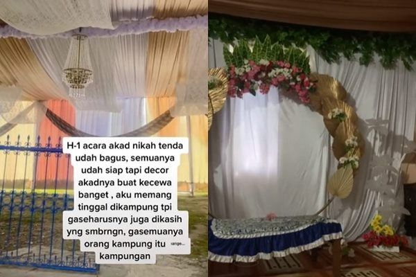 Viral Pengantin Nyesek Lihat Dekorasi H-1. (TikTok)