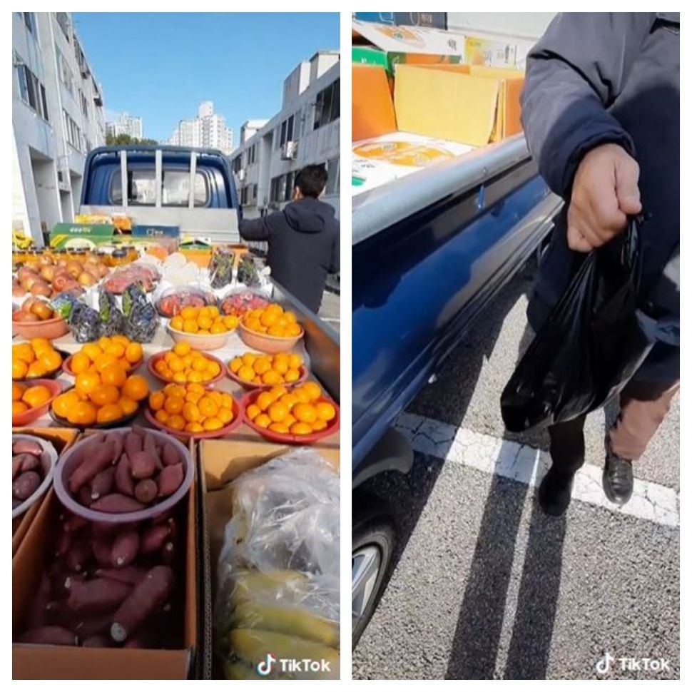 Pedagang buah di Korea Selatan (TikTok @reishaprasasti)