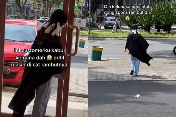 Viral Cewek Kabur di Tengah Coloring Rambut Bikin Syok. (TikTok)