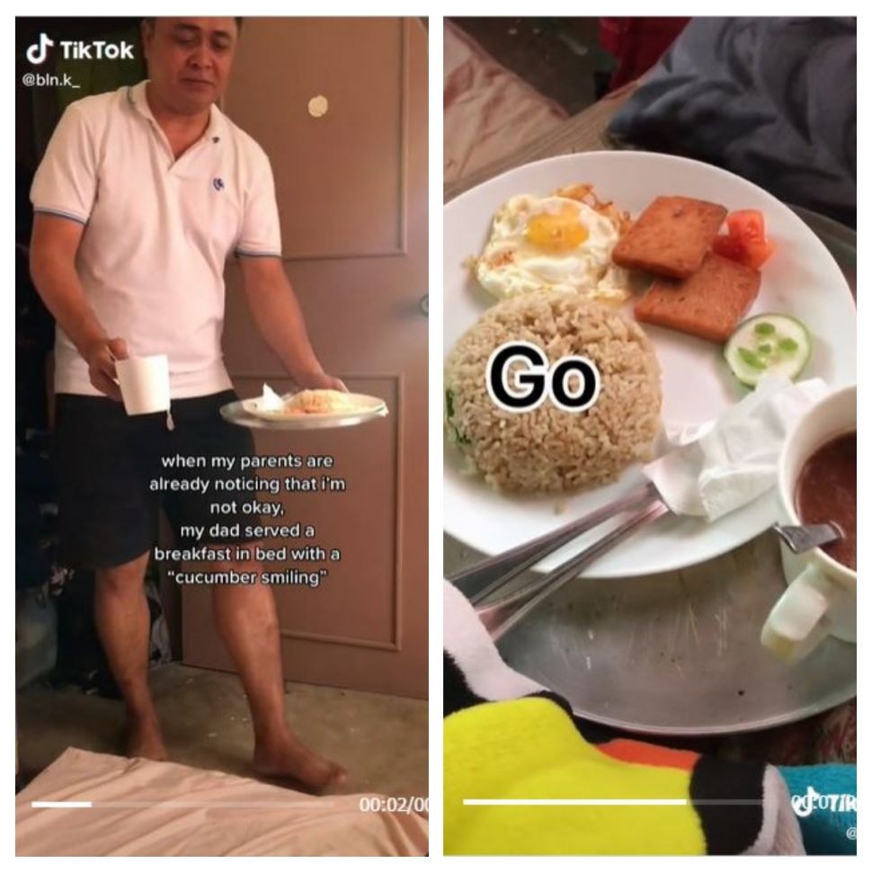 Ayah menghibur anaknya dengan sepiring nasi goreng (TikTok @bln.k_)