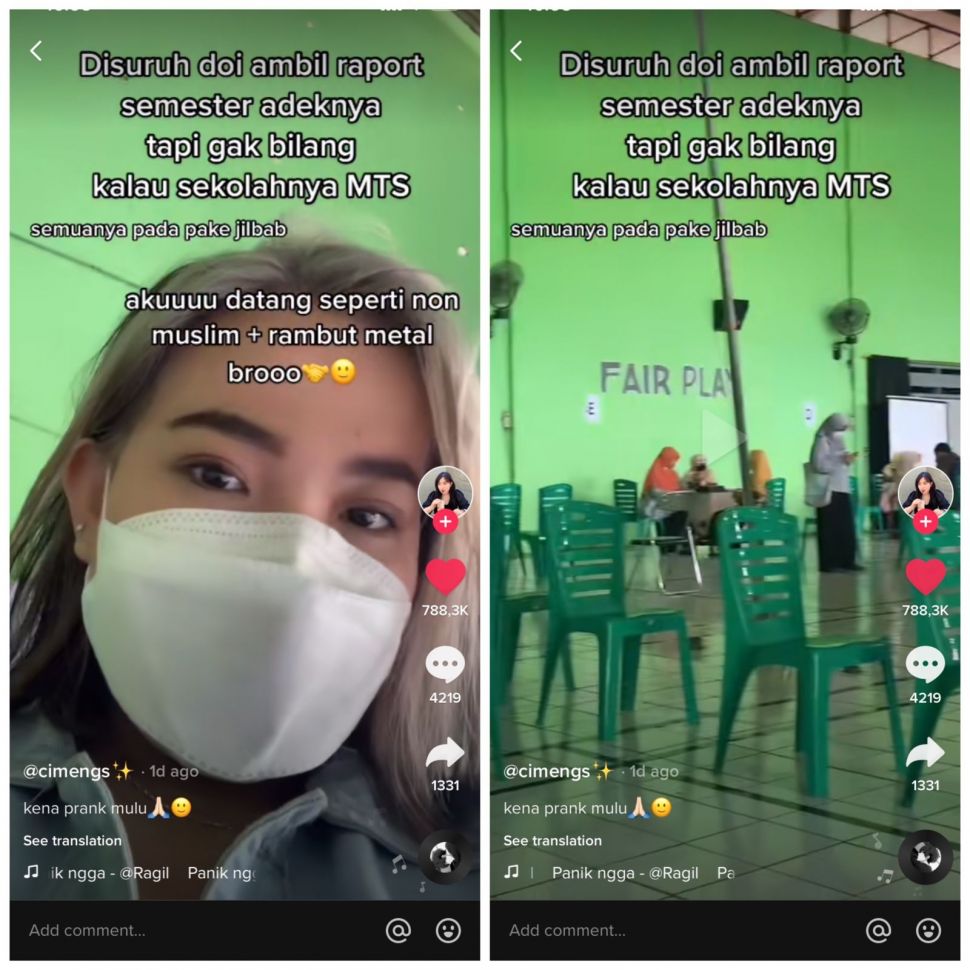 Wanita ini kaget dengan keadaan sekolah (TikTok/amelputrikinanty)